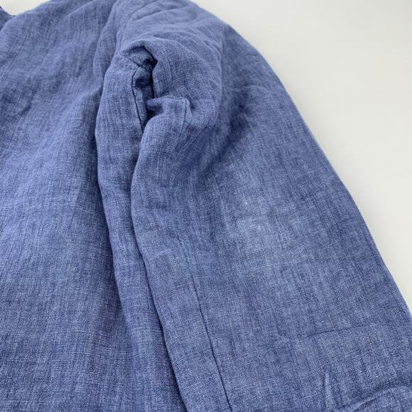 $188 Eileen Fisher Organic Linen Twill Snap Front Jacket Medium Blue Chambray M - Picture 6 of 8